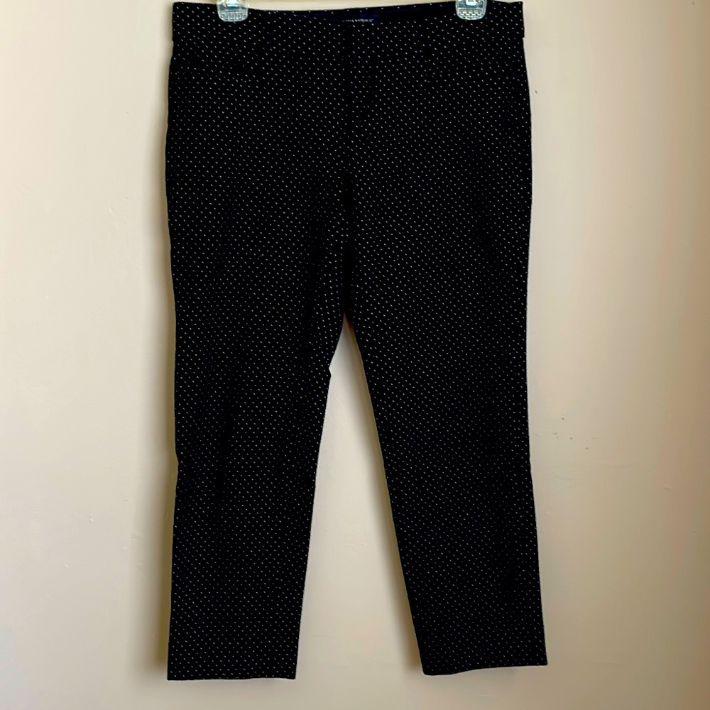 Banana Republic Sloan black with small white dots Petite size 4